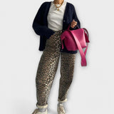 ROZALIJA - VINTAGE DŽÍNY S LEOPARDÍM POTISKEM