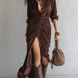CATARINA - VINTAGE MIDI ŠATY S TLAČÍTKY LUXE