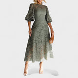 MAJA - KRAJKOVÉ ŠATY S LANTERNOVÝMI RUKÁVY