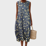 LARA - UVOLNĚNÉ KVĚTINOVÉ KOTONOVÉ ŠATY