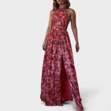 KVĚTINOVÉ ŠATY - DLOUHÉ ŠATY S OTEVŘENÝM ZÁDY